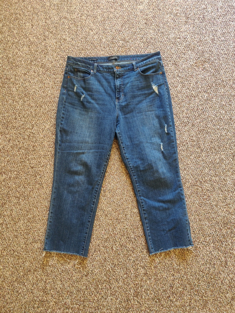 Talbots NWOT Blue Distressed Straight-Leg Jeans 16p